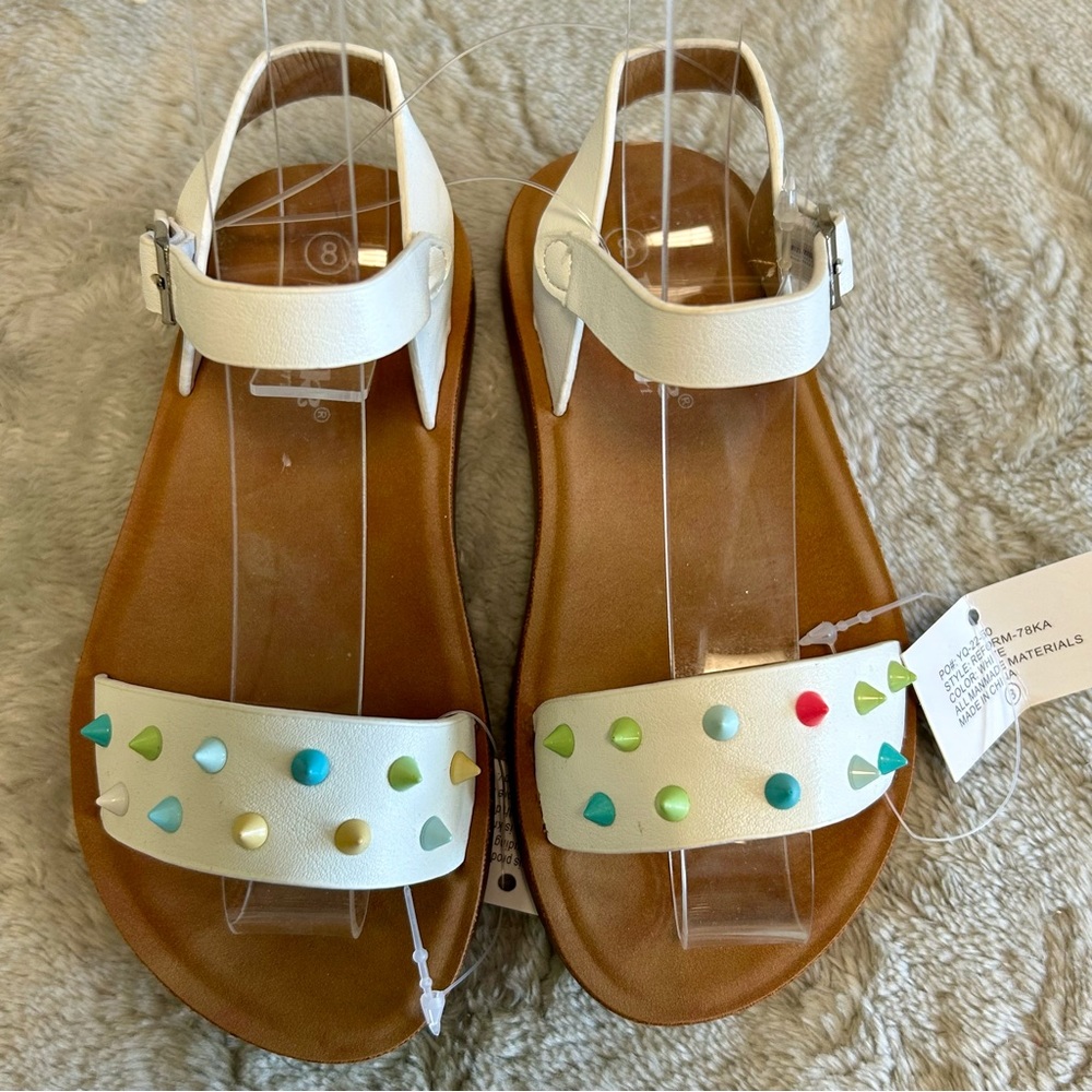 Colorful Studded Kids Sandals Link Comfort Sz 8 NWT